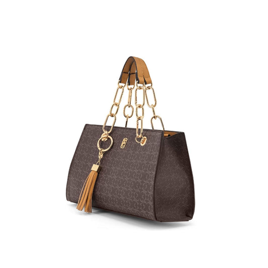 The Tipperary Monogram Handbag in Mocha is a sophisticated accessory designed for the discerning individual. Crafted with attention to detail, its monogram pattern adds a timeless elegance, while the rich mocha colour complements a variety of outfits.