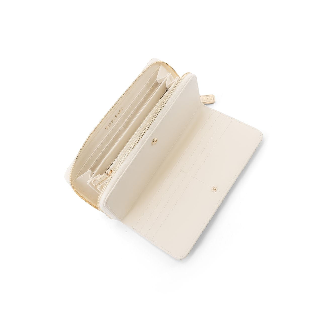 Tipperary Monogram Wallet in classic ivory leather. Compact design with multiple card slots and a note compartment, perfect for everyday carry.