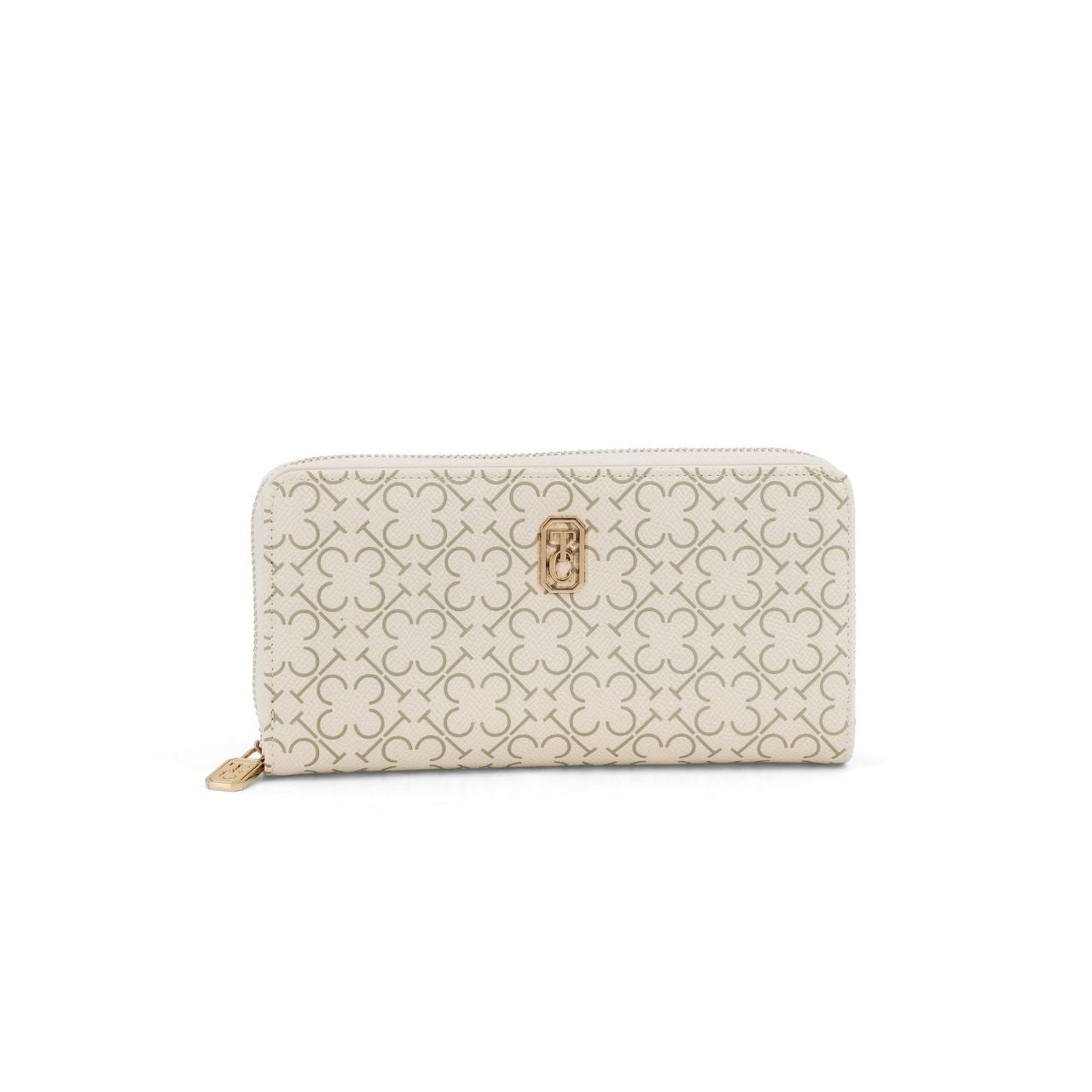 Tipperary Monogram Wallet in classic ivory leather. Compact design with multiple card slots and a note compartment, perfect for everyday carry.