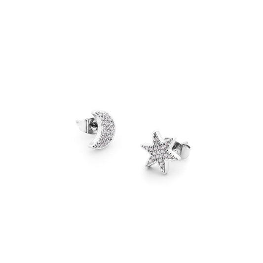 Silver Moon & Stars Earrings by Tipperary - New 2024  Showcase your sense of style with this beautiful Silver Moon & Stars earrings. Crafted with exquisite attention to detail, this piece of jewellery is a timeless addition to any wardrobe. Both durable and elegant, ensuring it will remain a treasured item for many years to come.