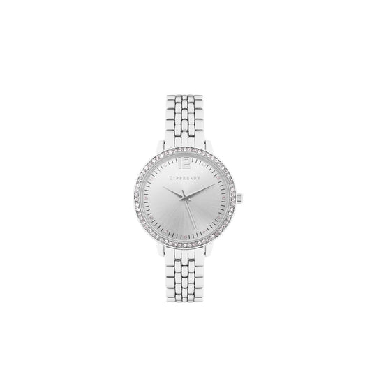 Ladies Navona Silver Watch by Tipperary  Introducing the "NAVONA SILVER WATCH" from Tipperary Crystal, a brand celebrated for its high-quality jewellery, homeware, handbags, and gifts. This elegant watch is part of our esteemed Jewellery collection and stands as a testament to our commitment to timeless design and superior craftsmanship.