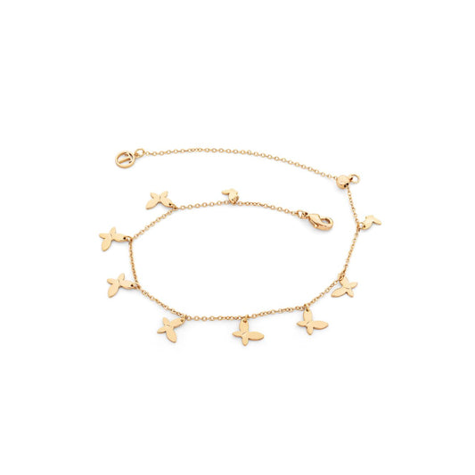 This elegant Nine Butterflies Bracelet Gold by Tipperary adds a touch of grace and beauty to any outfit. Crafted with nine delicate and intricate butterfly pieces, this bracelet is perfect for those who appreciate the beauty of nature. Made with high-quality materials and expert craftsmanship, it is a timeless piece that exudes sophistication and charm.