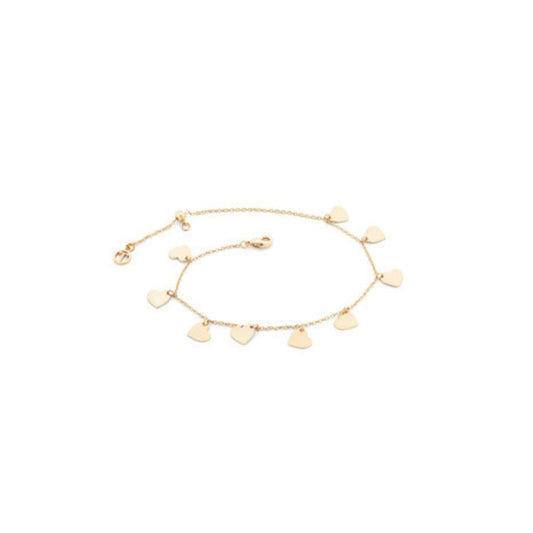 This Tipperary Nine Heart Gold Bracelet showcases expert craftsmanship with nine delicately linked hearts in lustrous gold. Its elegant design offers a timeless accessory that complements both everyday wear and special occasions, making it a refined addition to any jewellery collection.