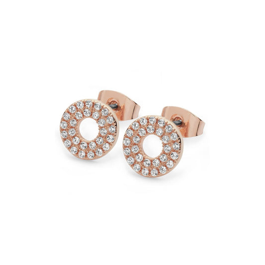 Simple yet elegantly dazzling these clear stone circular stud earrings are the perfect partner to our triple band moon pendant.