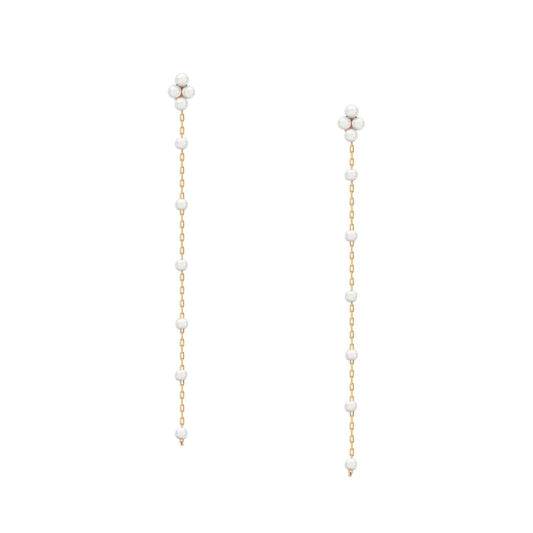 Enhance your elegance with the Pearl Cluster Drop Earrings Gold by Tipperary. These luxurious earrings feature a cluster of pearls, adding a touch of sophistication to any outfit. Made with precision and quality, these earrings are a must-have for any fashion-forward individual. Elevate your style with Tipperary's impeccable craftsmanship.