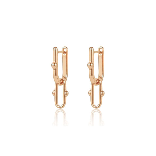 Elegant rectangular huggies drop earrings crafted by Tipperary.