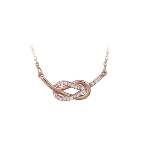 Expertly crafted in rose gold, this dimensional look features two interlocking loops joined harmoniously resulting in a stylish hammock shaped design.