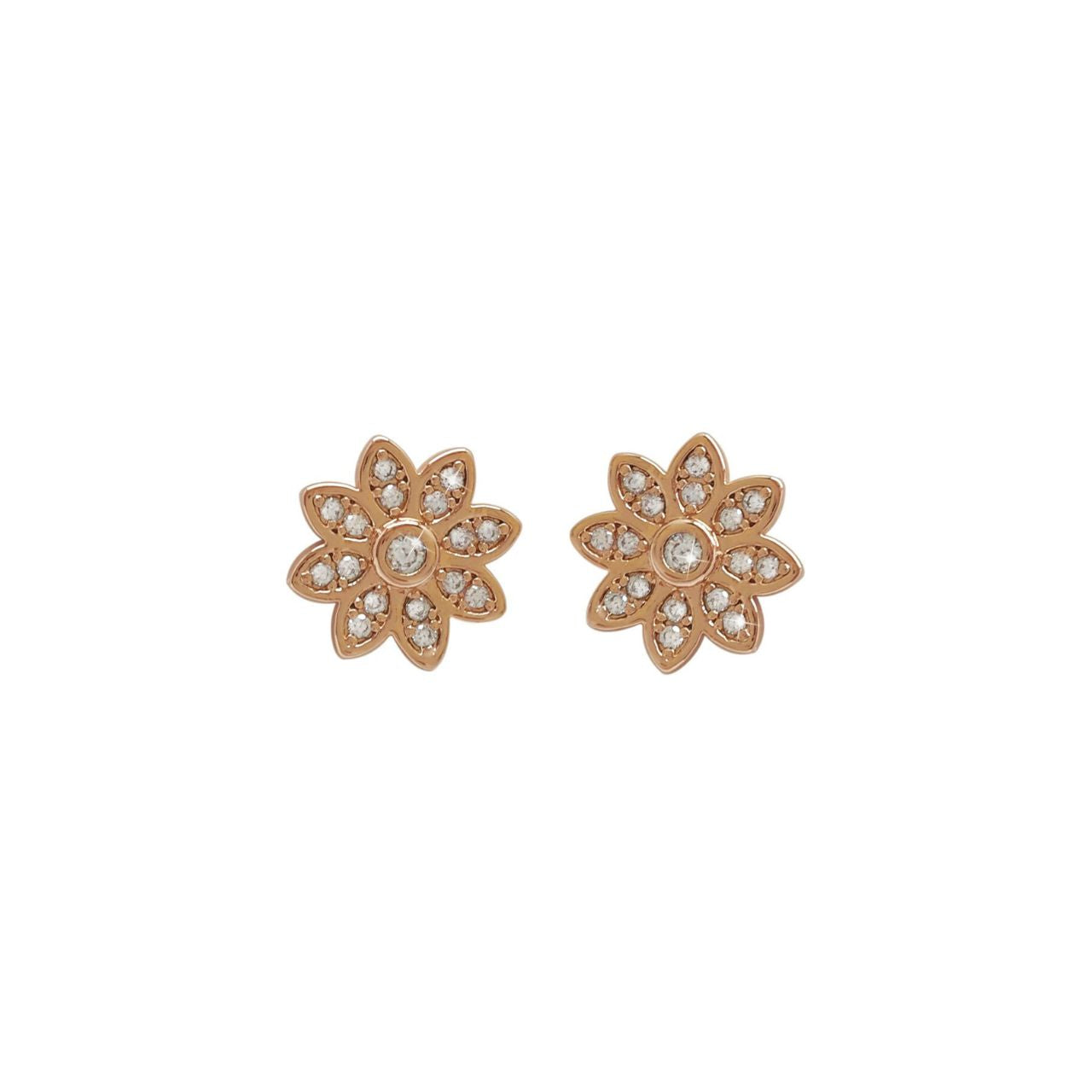 Elegant rose gold flower stud earrings crafted by Tipperary Crystal. These delicate studs feature a charming floral design with a warm rose gold finish, perfect for everyday wear or special occasions.