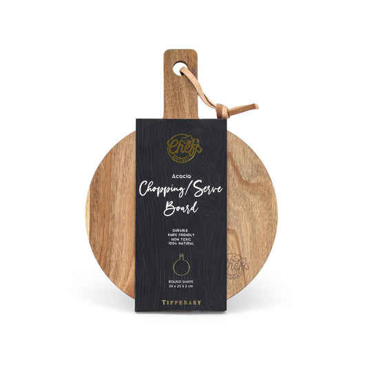 Elevate your kitchen with the Tipperary Round Chopping Board, crafted for both functionality and style. Its smooth, rounded design offers ample space for effortless food preparation while adding a refined touch to your countertop.
