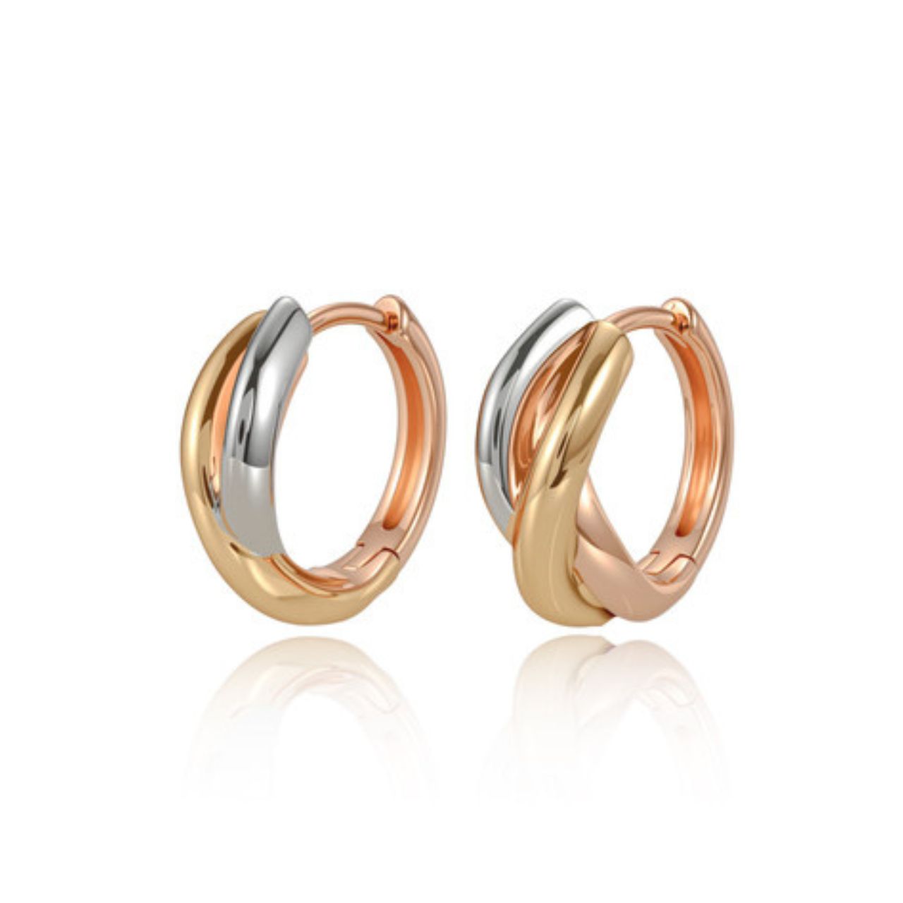 Elegant round huggies crafted in lustrous gold, silver, and rose gold finishes. These timeless hoop earrings offer versatile style for everyday wear or special occasions.
