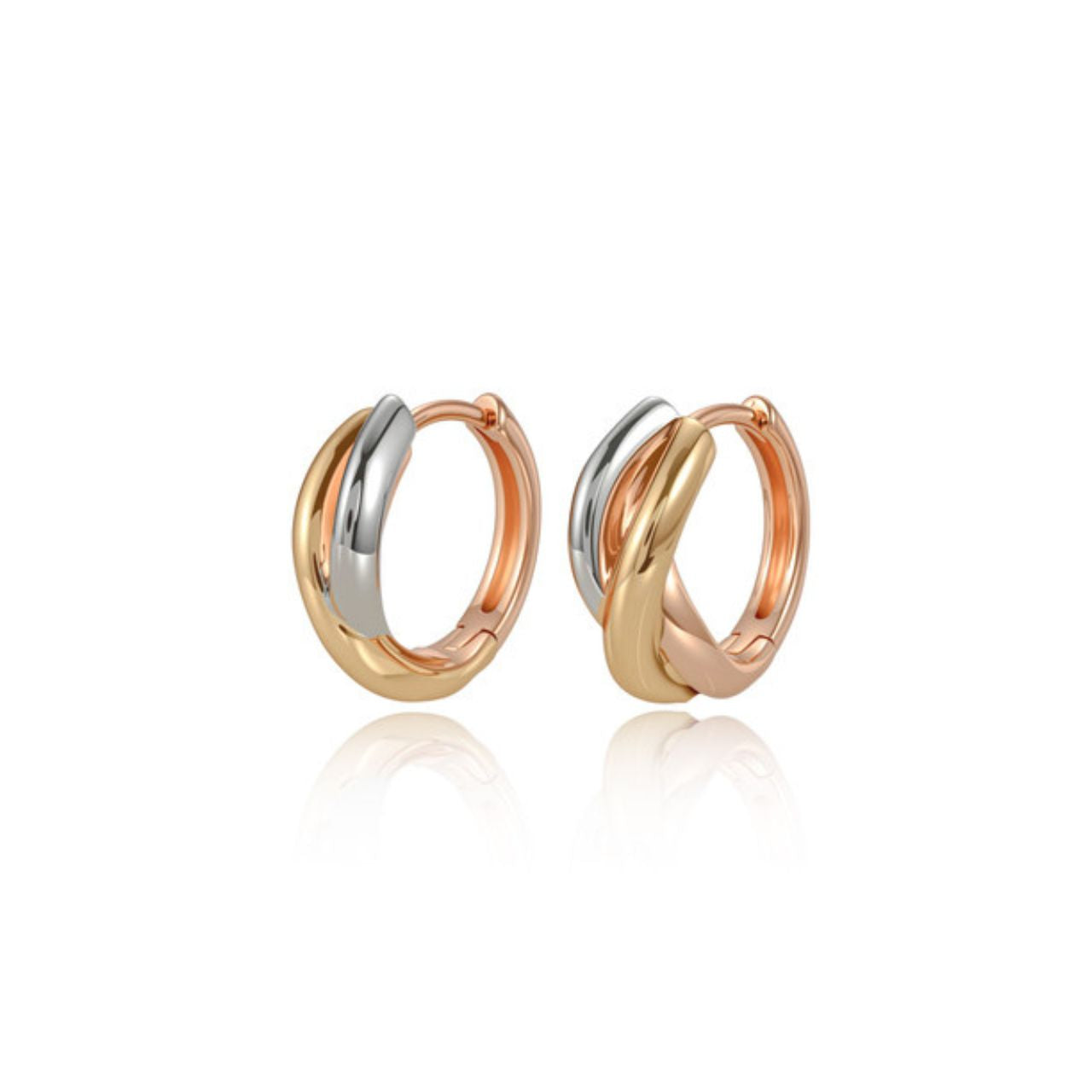 Elegant round huggies crafted in lustrous gold, silver, and rose gold finishes. These timeless hoop earrings offer versatile style for everyday wear or special occasions.
