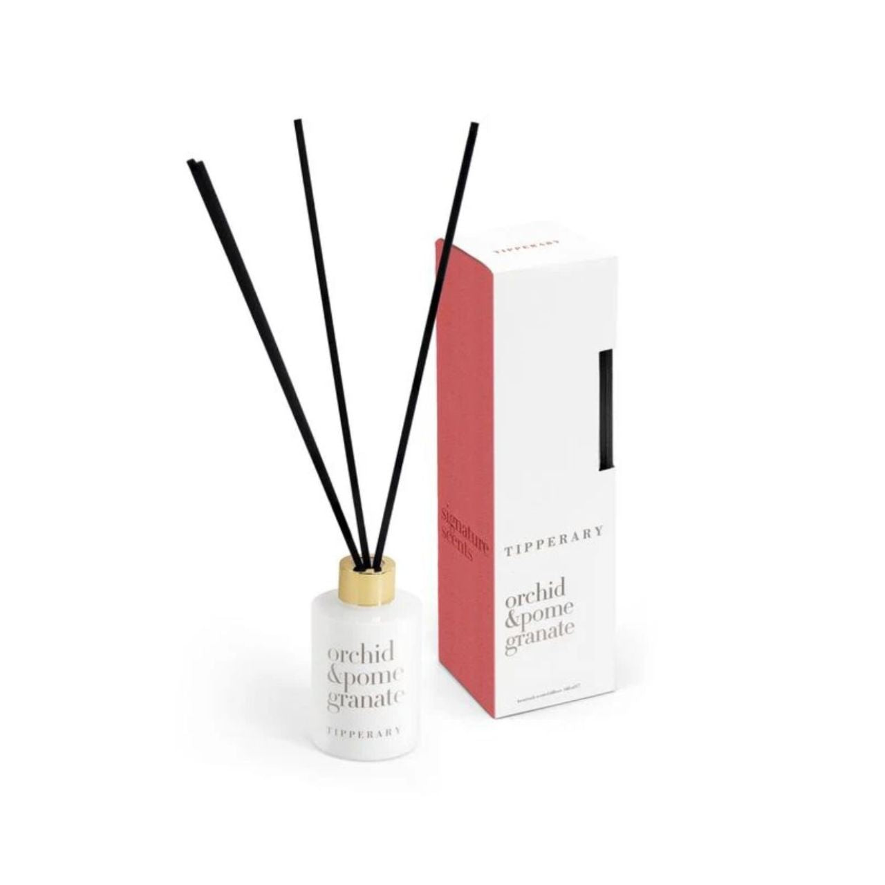 Tipperary's Signature Scents Orchid &amp; Pomegranate Diffuser delivers an elegant fragrance experience with delicate orchid and sweet pomegranate notes.