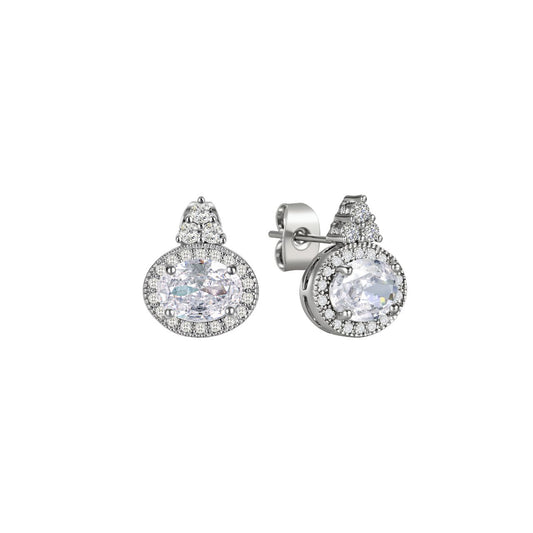 Elegant silver earrings featuring classic oval-cut clear stones that catch the light beautifully. Crafted by Tipperary,