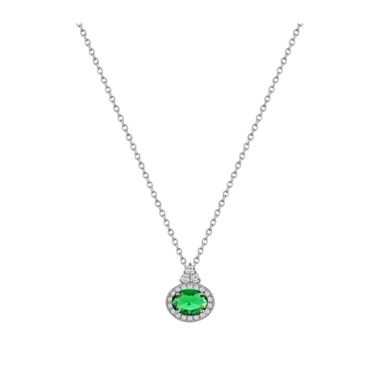 Elevate your jewellery collection with this stunning Silver Classic Oval Emerald Stone Pendant from Tipperary.