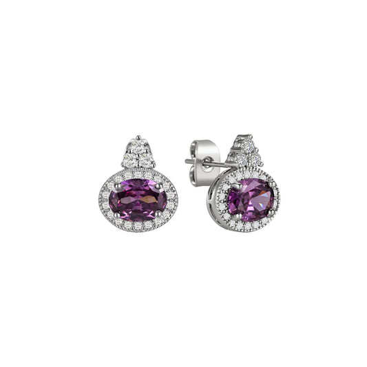 Elegant silver earrings featuring classic oval-cut purple stones, crafted by Tipperary. These timeless pieces combine sophisticated design with quality craftsmanship, perfect for adding a touch of colour and refinement to any occasion.
