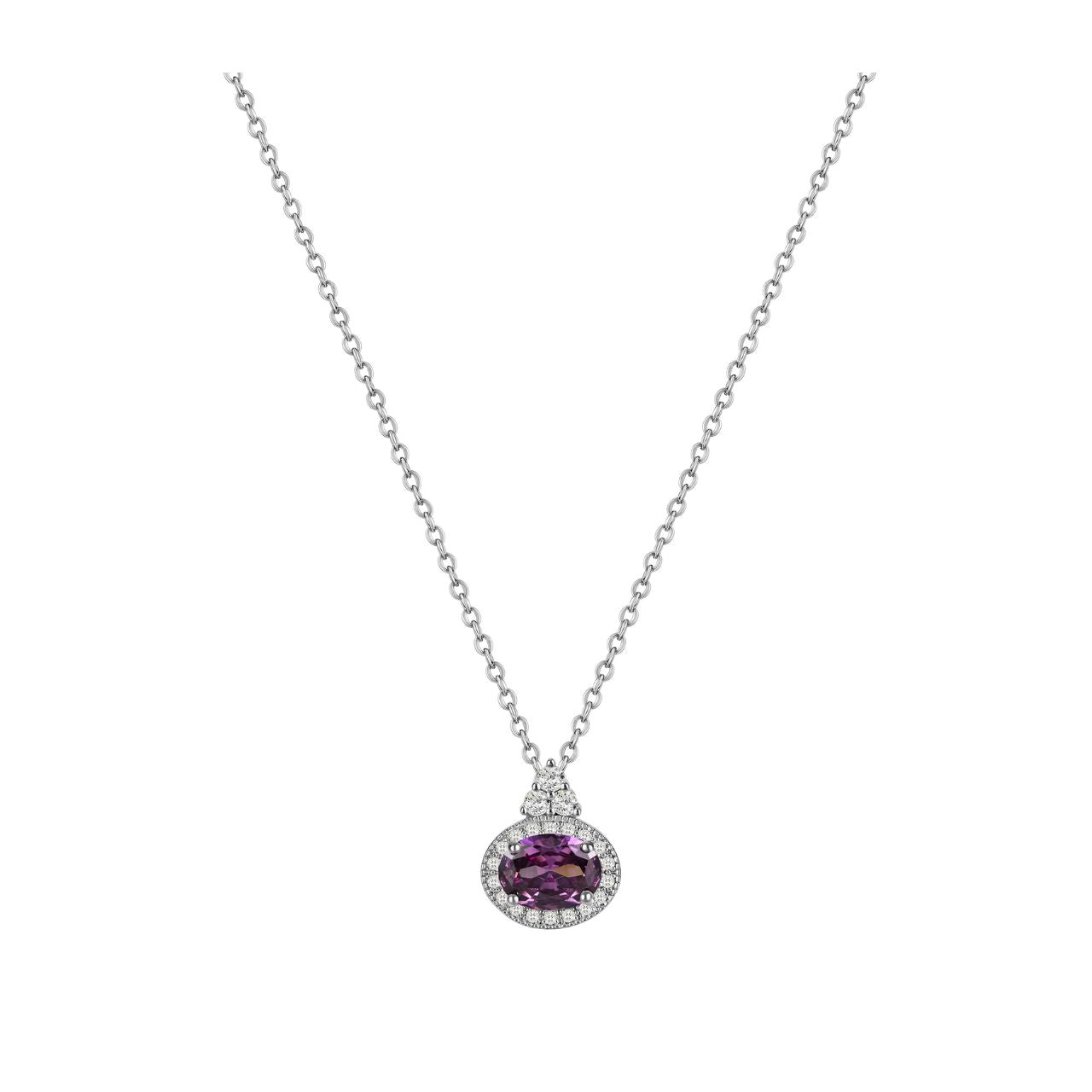 Elevate your jewellery collection with this stunning Silver Classic Oval Purple Stone pendant by Tipperary. Featuring a rich purple stone set within a sparkling clear crystal surround, this piece combines timeless elegance with contemporary design.