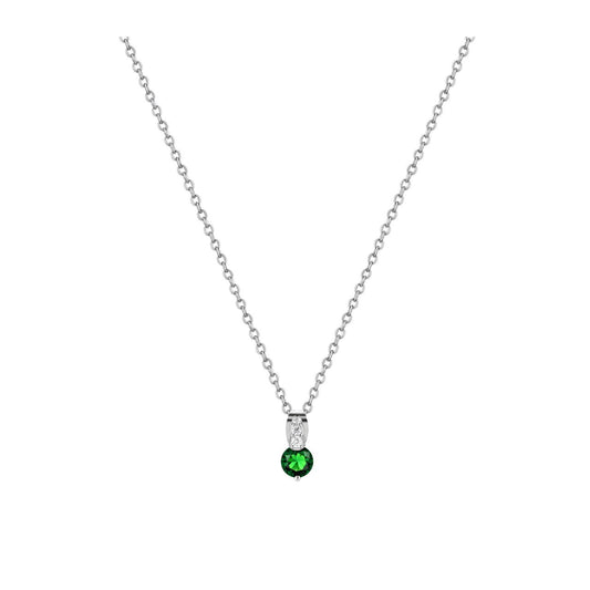 Elevate your jewellery collection with this stunning Silver Classic Round Emerald Stone Pendant from Tipperary.