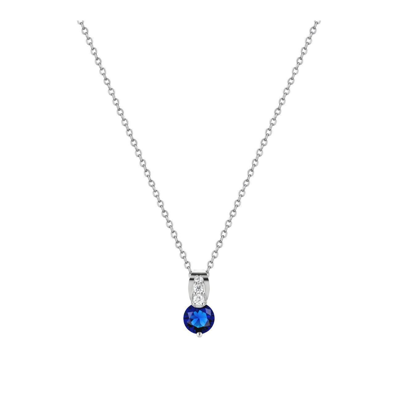 Elevate your jewellery collection with this stunning Silver Classic Round Sapphire Stone Pendant from Tipperary.