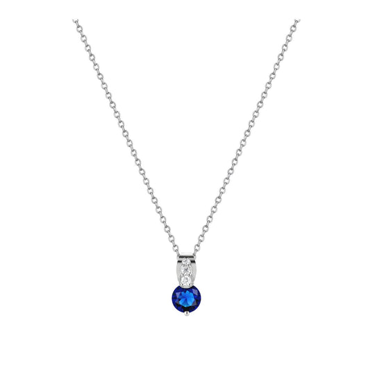 Elevate your jewellery collection with this stunning Silver Classic Round Sapphire Stone Pendant from Tipperary.