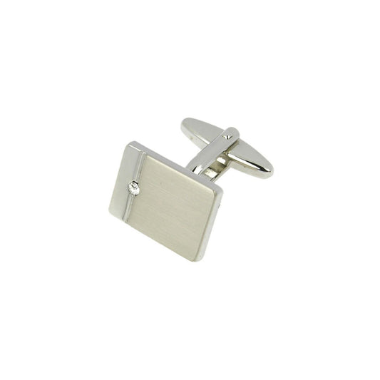 Silver Horizontal Line Single Crystal Cufflink by Tipperary  This pair of cufflinks comes in a gift box and makes a great gift for fathers, brothers, colleagues and friends for all occasions. Also a great gift for grooms and groomsmen.