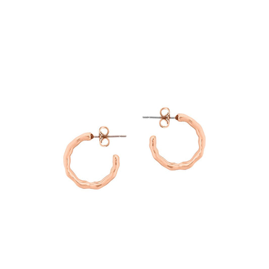Small Hoop Bamboo Earrings Rose Gold by Tipperary