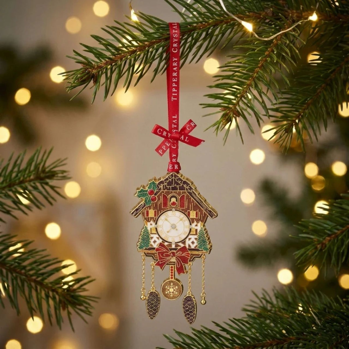 Add a touch of traditional Christmas charm to your tree with this beautiful cuckoo clock decoration. With its sparkling details and timeless design, it’s a lovely keepsake to treasure year after year.