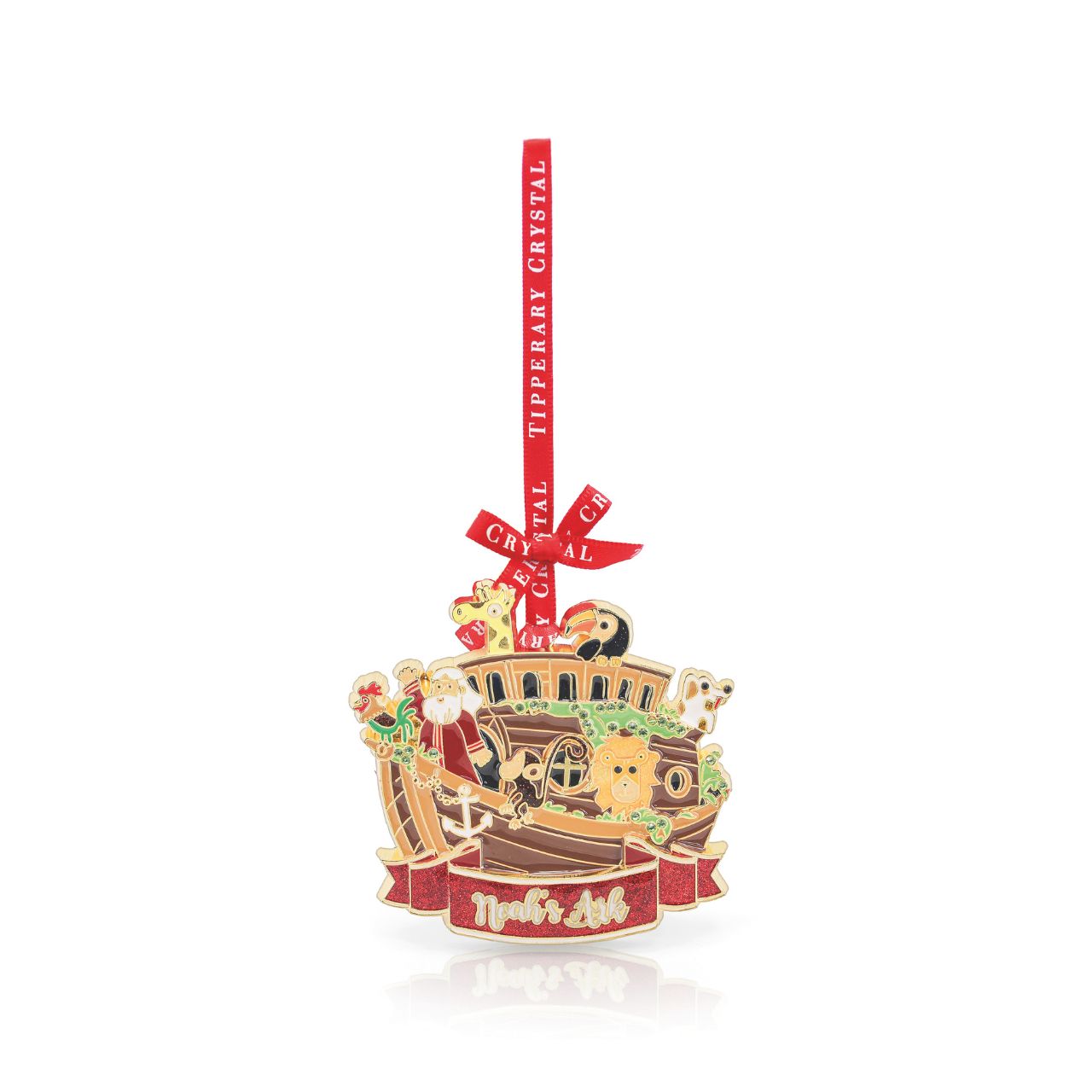 Celebrate the festive season with the Tipperary Sparkle Noah's Ark Christmas Decoration. Crafted with exquisite detail and shimmering accents, this elegant ornament adds a refined touch to your holiday décor.