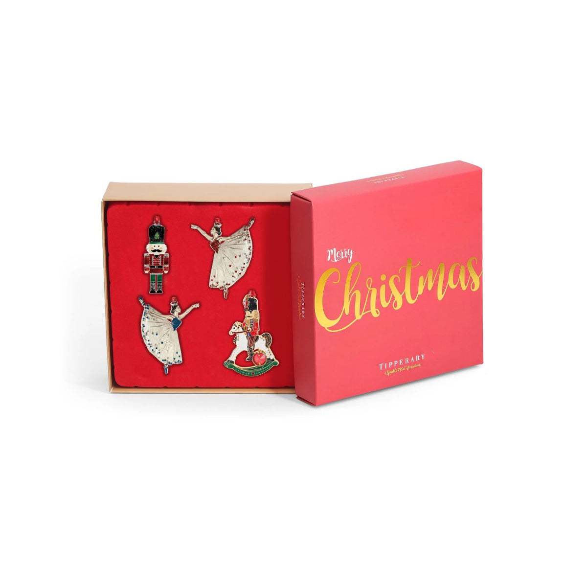 Sparkle Nutcracker S/4 Christmas Decorations 2 x Ballerina, Nutcracker, Nutcracker on Horse