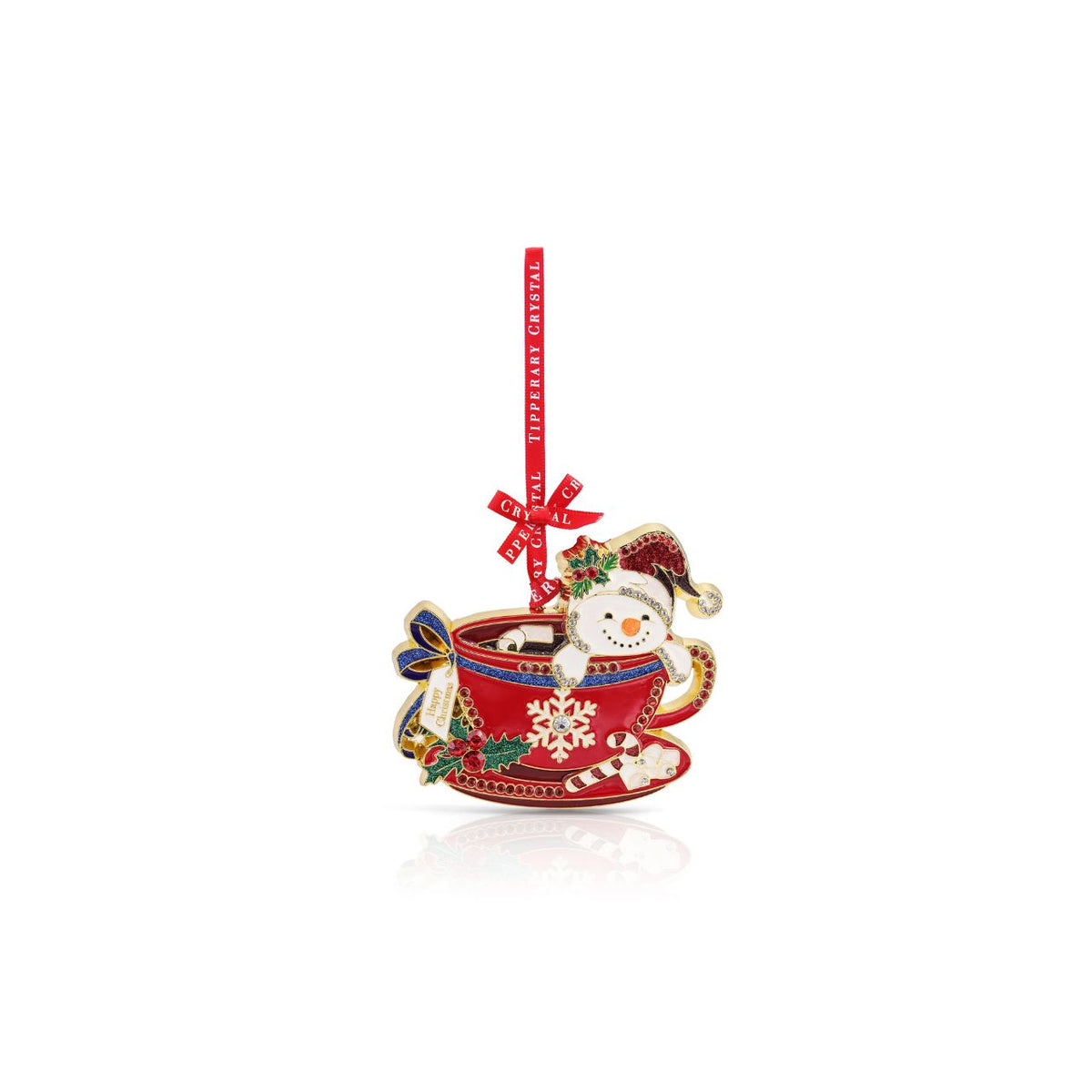 Add a little festive charm to your Christmas tree with this adorable snowman tucked inside a teacup. Finished with sparkling details, it’s a fun and unique decoration that’s sure to bring a smile. Beautifully presented in a gift box, it makes a lovely Christmas gift.