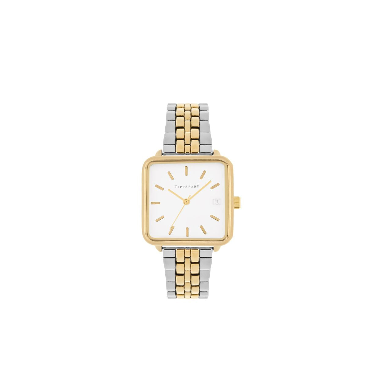Elevate your everyday elegance with this striking timepiece from Tipperary. The distinctive square face commands attention while the refined combination of silver and gold accents creates a versatile aesthetic that transitions seamlessly from boardroom to evening occasions.