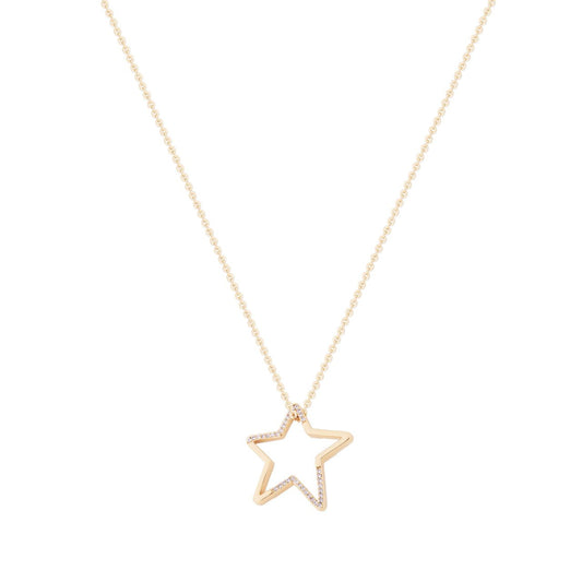 Gold Star Cut Out Pendant by Tipperary - New 2024  Showcase your sense of style with this beautiful Tipperary Gold Star Cut Out Pendant. Crafted with exquisite attention to detail, this piece of jewellery is a timeless addition to any wardrobe. Both durable and elegant, ensuring it will remain a treasured item for many years to come.