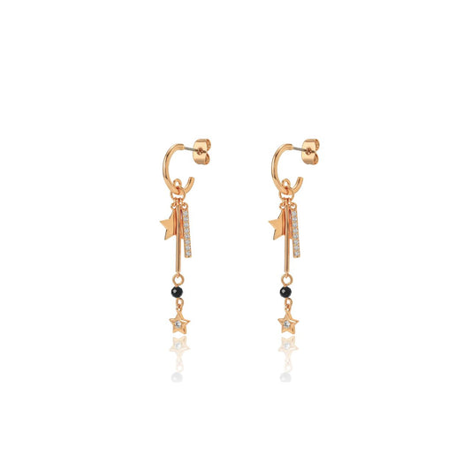 Elegant star-shaped drop earrings crafted in gleaming gold plated.