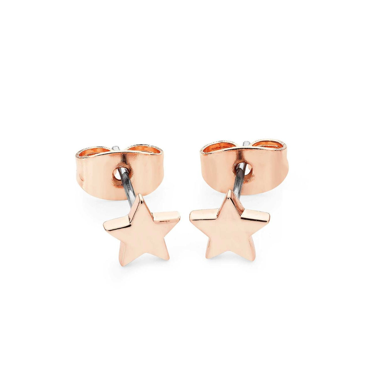 Star Mini Stud Earrings Rose Gold by Tipperary  These dainty stud earrings are sweet and simple. Crafted in polished metal they are available in rose gold, champagne gold and silver and secure safely with pushbacks.