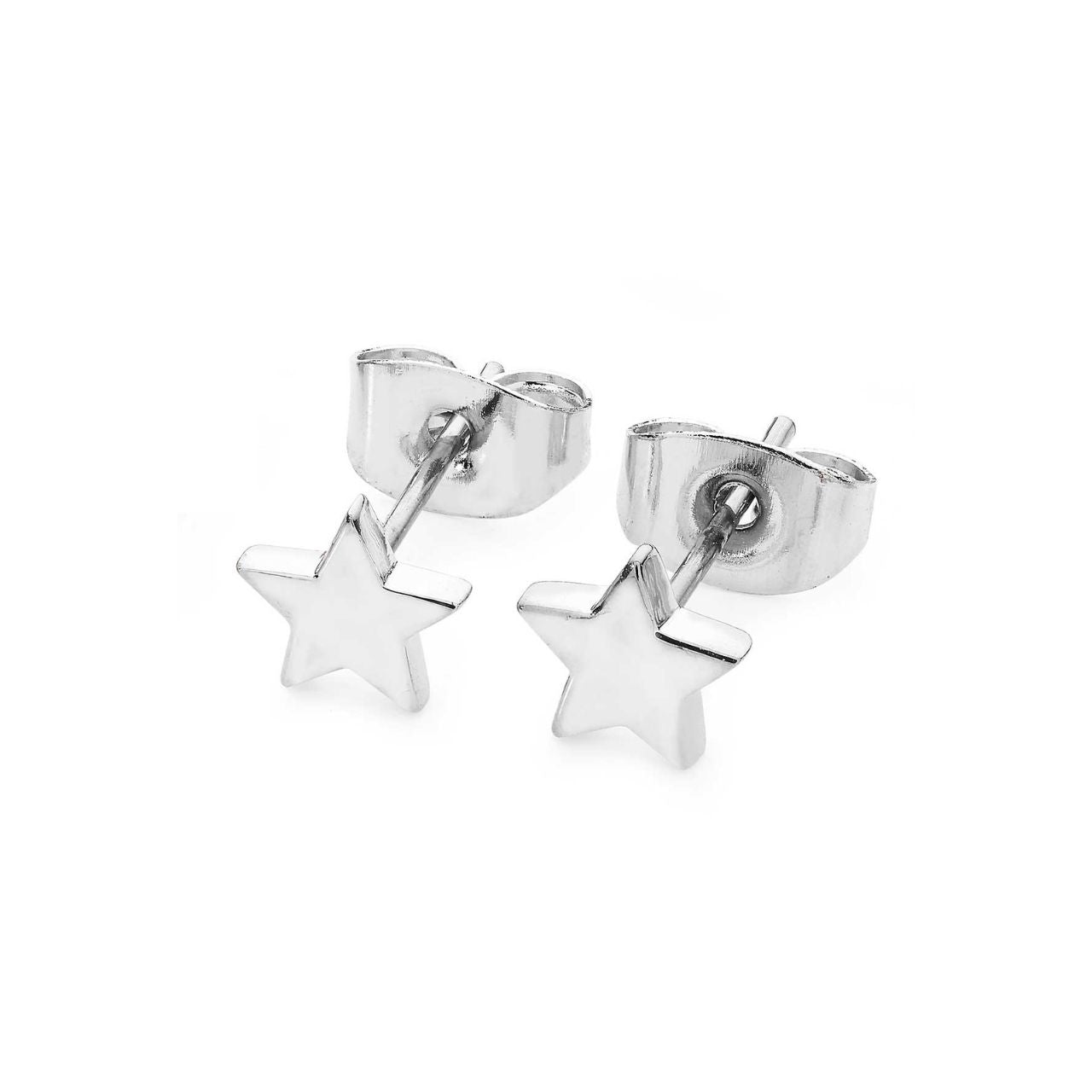 Star Mini Stud Earrings Silver by Tipperary  These dainty stud earrings are sweet and simple. Crafted in polished metal they are available in rose gold, champagne gold and silver and secure safely with pushbacks.