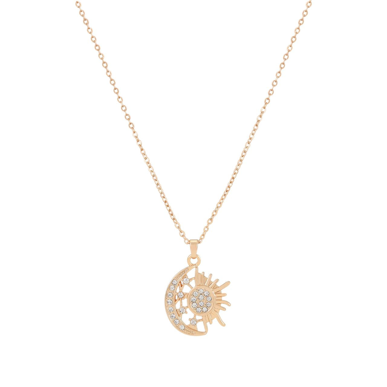 Celestial elegance meets craftsmanship in this stunning pendant from Tipperary. Featuring a harmonious design of sun and moon motifs adorned with sparkling cubic zirconia insets, this piece captures the magic of day and night in one beautiful accessory.