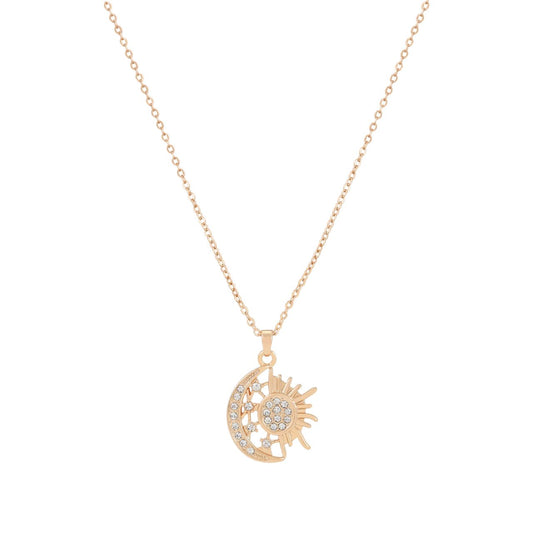 Celestial elegance meets craftsmanship in this stunning pendant from Tipperary. Featuring a harmonious design of sun and moon motifs adorned with sparkling cubic zirconia insets, this piece captures the magic of day and night in one beautiful accessory.