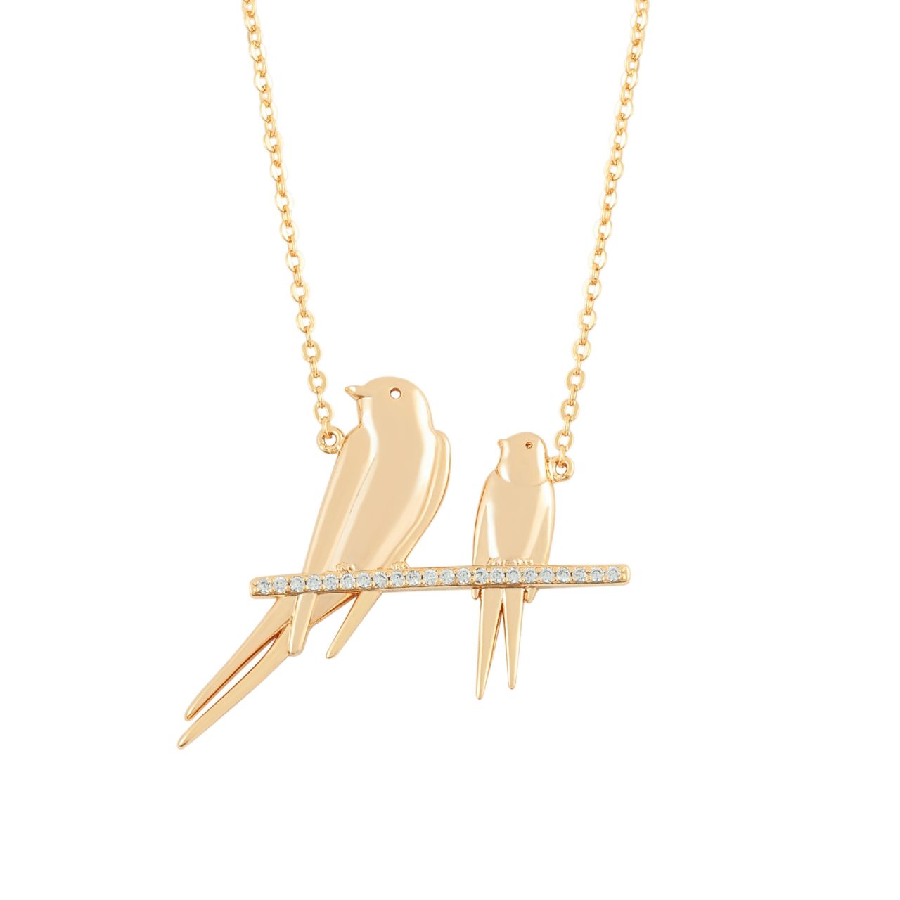 The Swallow Pendant Two Swallows at Rest – Gold is a stunning piece that symbolizes peace, love, and harmony. This pendant features two swallows perched gracefully on a branch, capturing a moment of tranquillity.