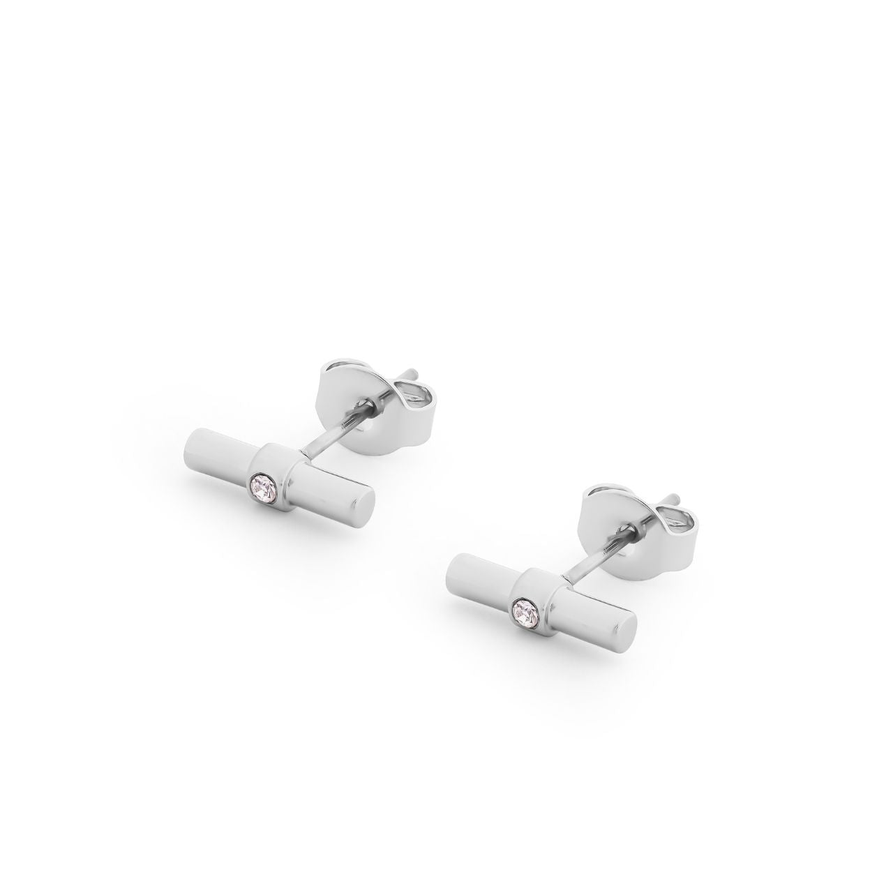 T-Bar Silver Earrings by Tipperary  These Tipperary T-Bar Earrings are the perfect addition to any ensemble. Lightweight and flexible, providing a comfortable fit for any wearer. The T-bar design offers an understated yet luxurious look, certain to elevate any look.