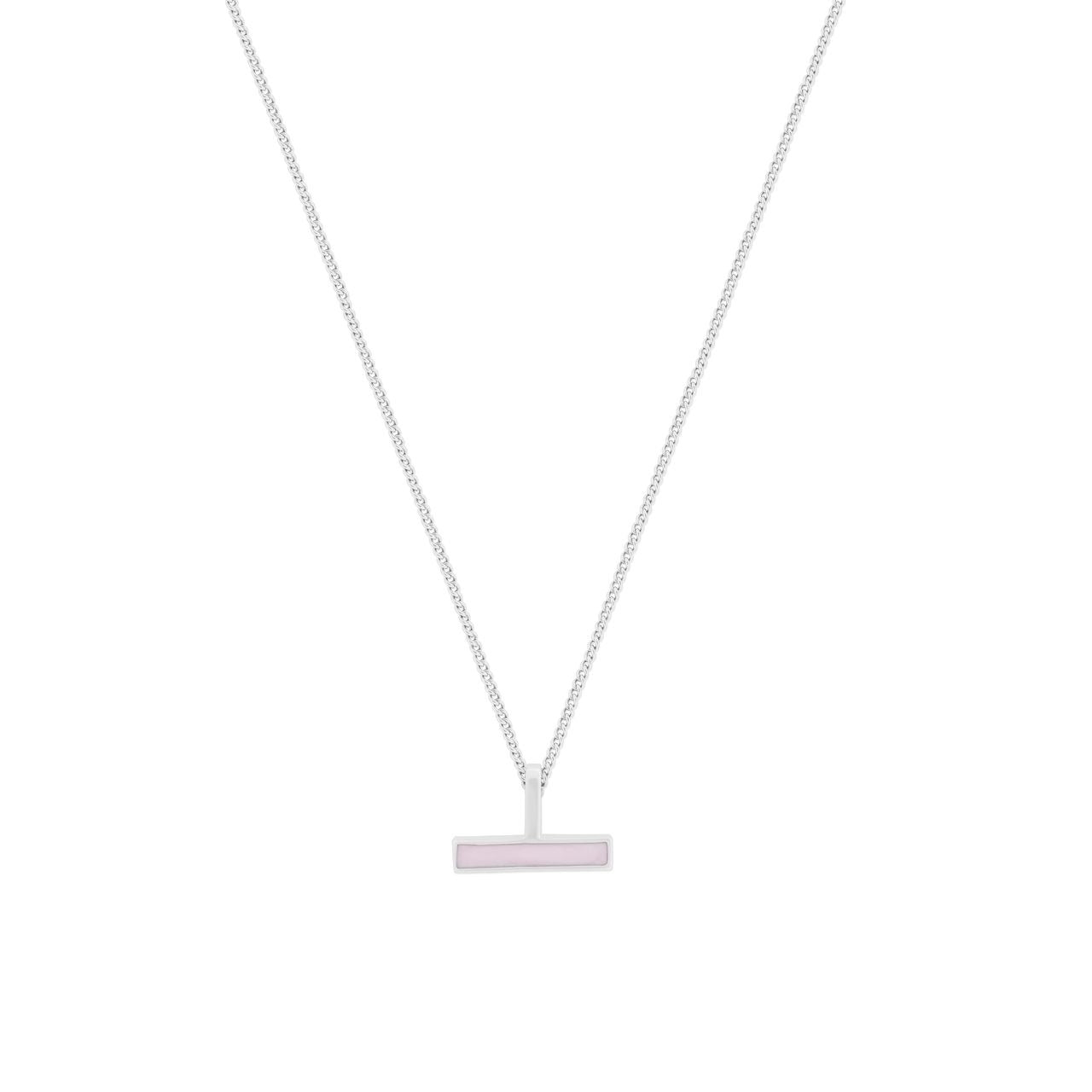 T-Bar Light Pink Enamel Silver Pendant by Tipperary  The Tipperary T-Bar Light Pink Enamel Pendant Silver is the perfect addition to any ensemble. Crafted from durable silver and adorned with beautiful light pink enamel, this pendant is sure to be an eye-catching accent. Show off your unique style with this classic classic piece.