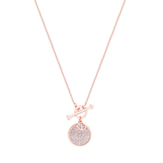 T-Bar Pendant Rose Gold Pave Set Circle by Tipperary Crystal  The Tipperary T-Bar Pendant Rose Gold Pave Set Circle offers understated elegance. Crafted in stunning rose gold, this luxurious pendant features a pave set circle and a T-bar pendant, making it the perfect finishing touch for any outfit.