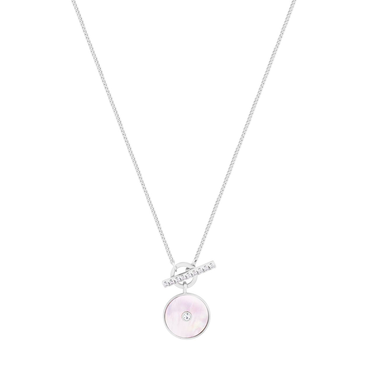 Silver T-Bar Pendant With Mother Of Pearl Tipperary  This classic T-Bar pendant from Tipperary is perfect as a timeless accessory. Crafted from  silver, this pendant features a Mother of Pearl inlay for a one-of-a-kind look. Durable and stylish, this T-Bar pendant is sure to become your favourite accessory.
