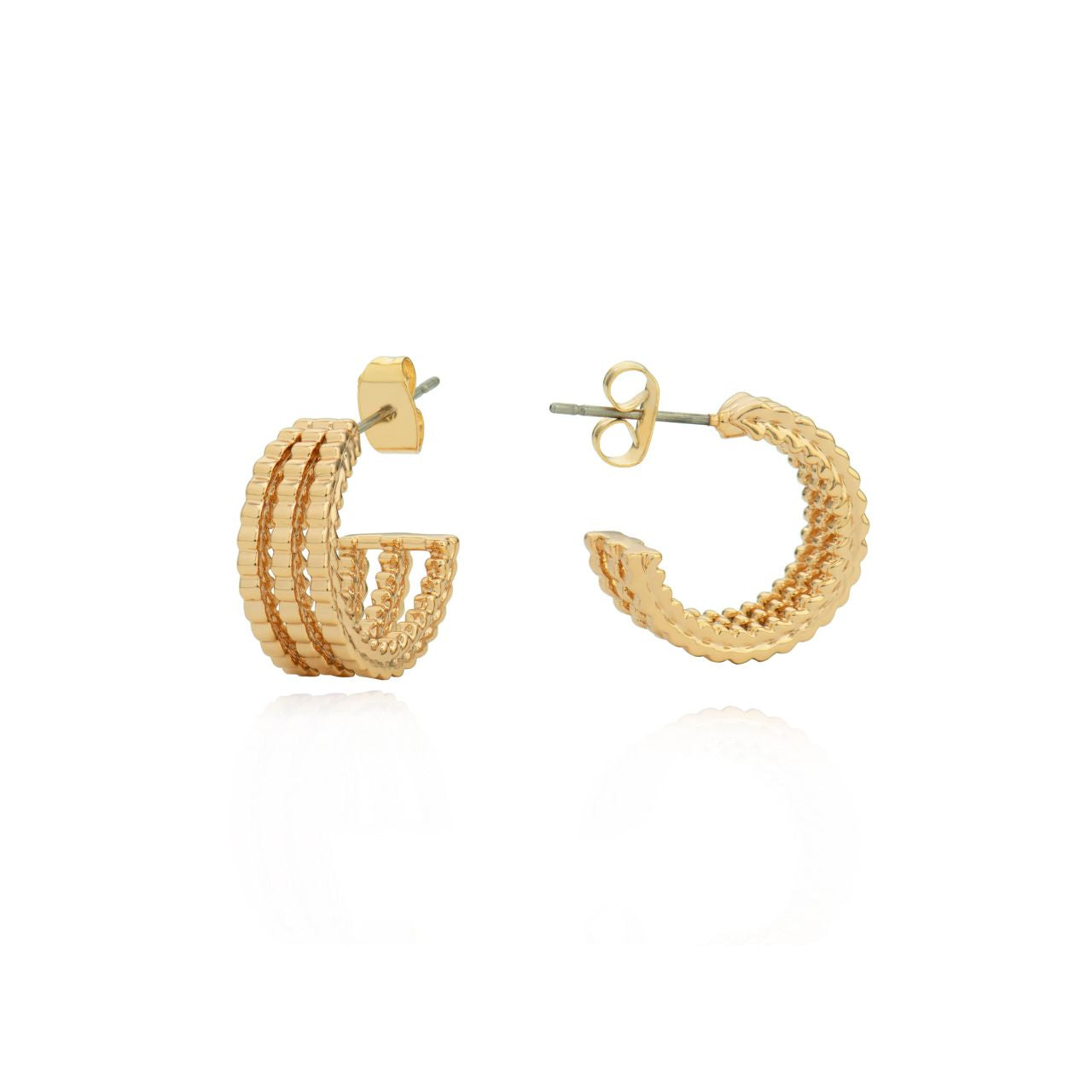 The Tipperary Triple Rope Hoop Earrings in Gold are expertly crafted to add a touch of elegance to any outfit. Made with triple rope detailing, these earrings offer a unique and sophisticated look. Perfect for any occasion, these earrings will elevate your style while showcasing your impeccable taste.