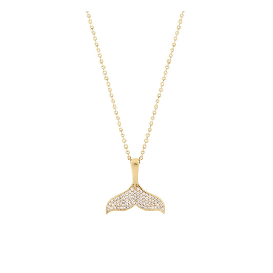 Dive into elegance with this stunning Pave Whale Tail Gold Pendant from Tipperary's Under The Sea collection.