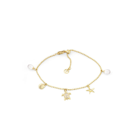 Dive into oceanic elegance with this stunning Under The Sea bracelet, where lustrous pearls, delicate shells, and charming turtle charms unite in perfect harmony.