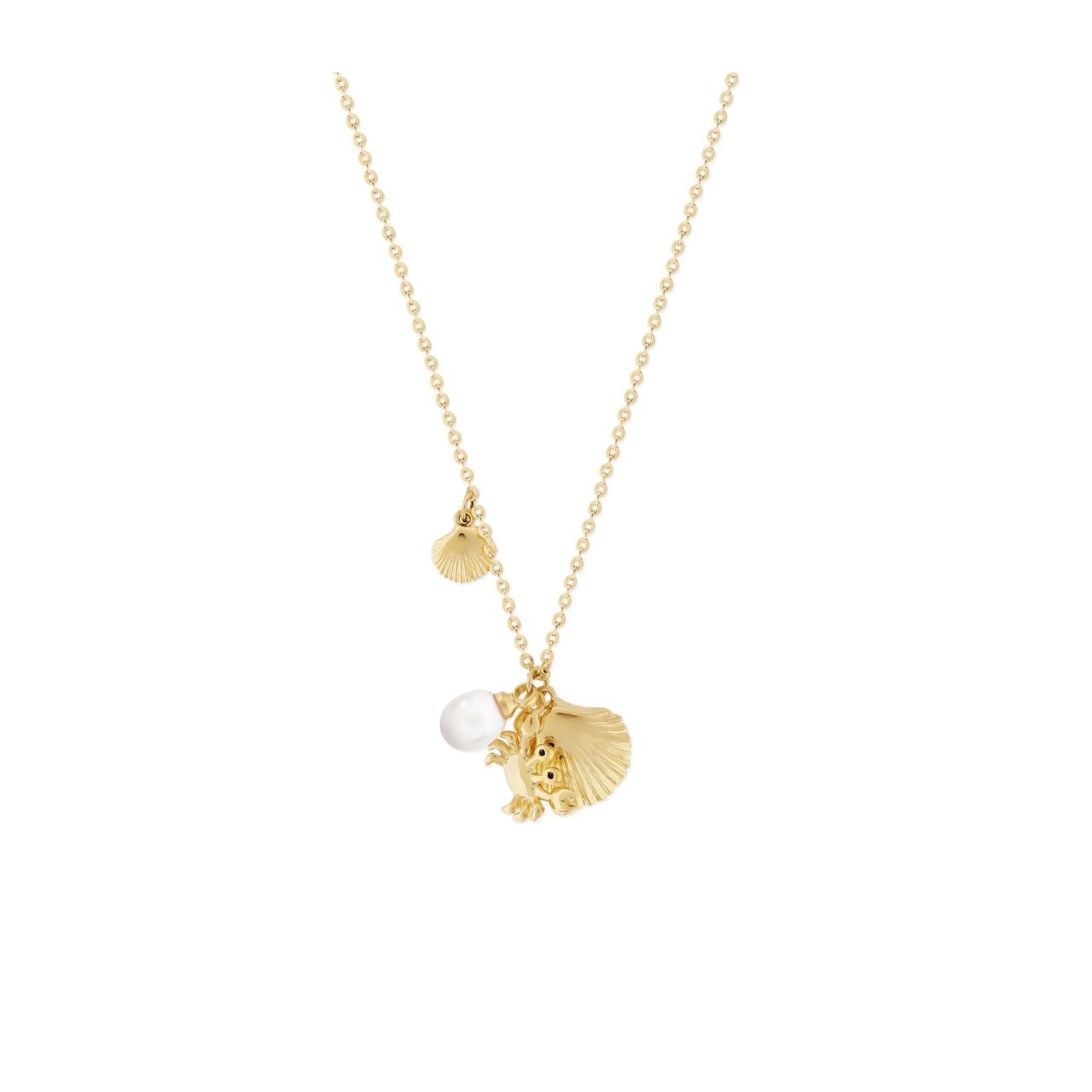 Under the Sea Shell Crab & Pearl Gold Necklace By Tipperary