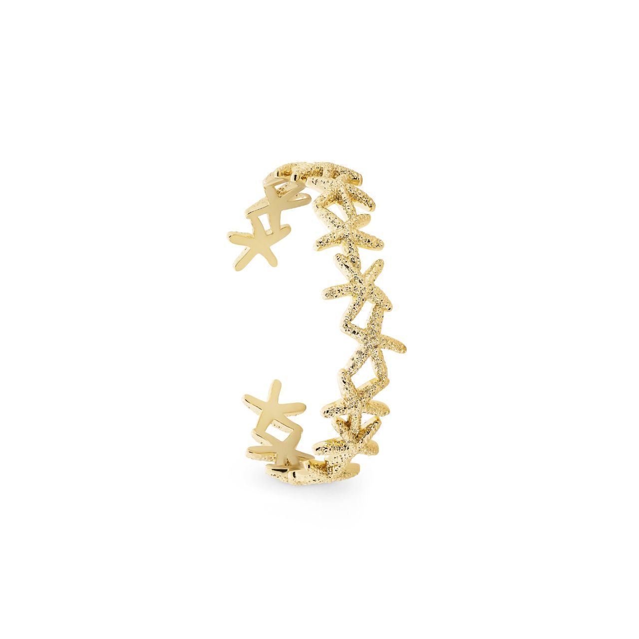 Dive into coastal elegance with this stunning Starfish Gold Bangle from Tipperary's Under The Sea collection. Crafted with meticulous attention to detail, this piece captures the natural beauty of a starfish in gleaming gold finish.