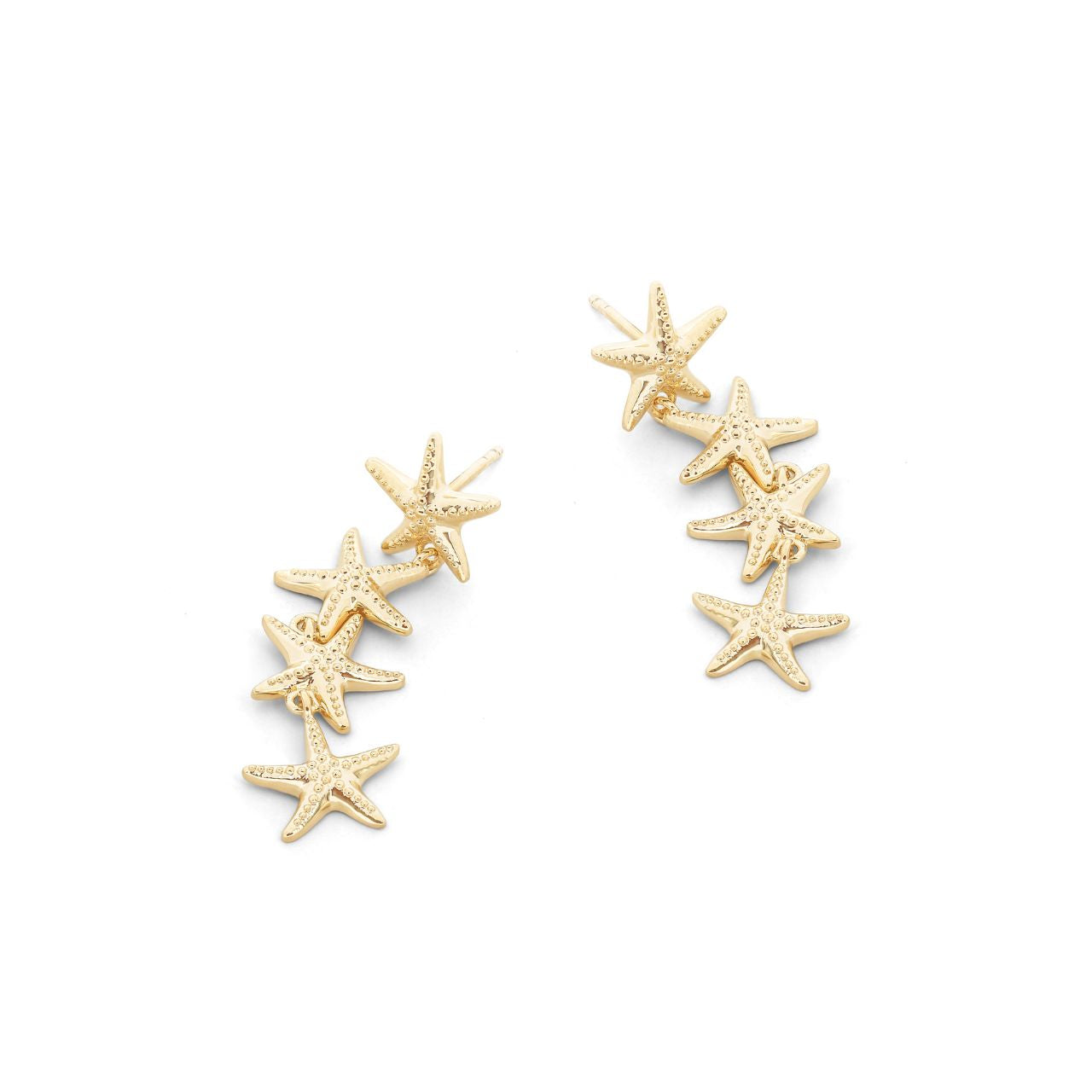 Dive into coastal elegance with these enchanting Starfish Drop Earrings in gleaming gold. Inspired by the treasures of the sea, each pair captures the delicate beauty of a starfish suspended in time. 
