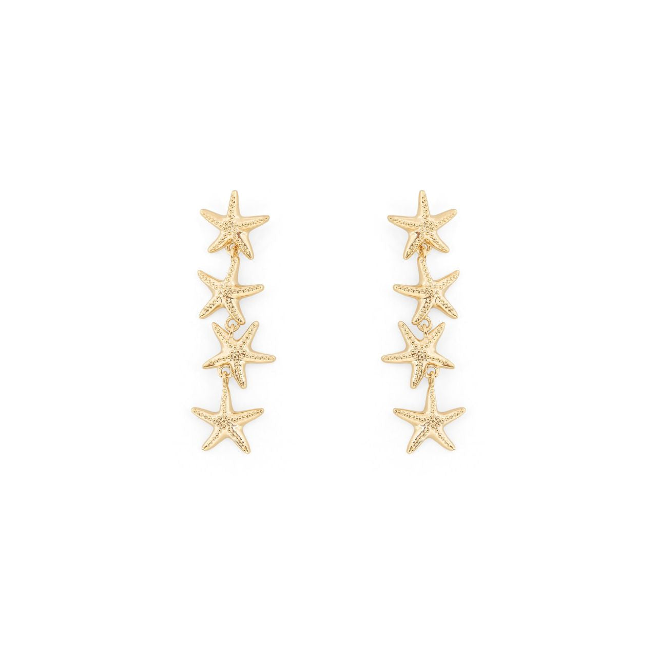 Dive into coastal elegance with these enchanting Starfish Drop Earrings in gleaming gold. Inspired by the treasures of the sea, each pair captures the delicate beauty of a starfish suspended in time.