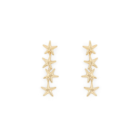 Dive into coastal elegance with these enchanting Starfish Drop Earrings in gleaming gold. Inspired by the treasures of the sea, each pair captures the delicate beauty of a starfish suspended in time.