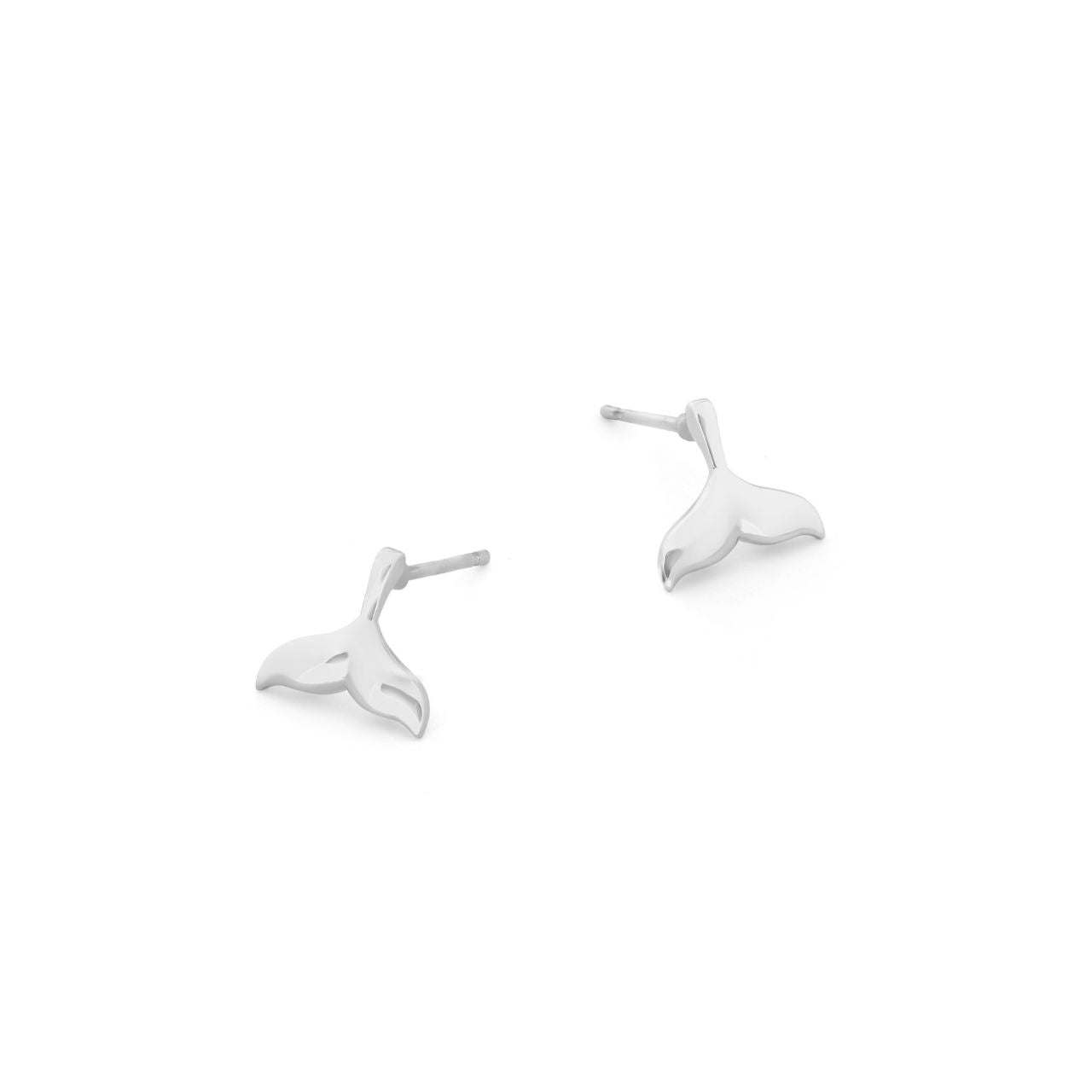 Dive into ocean-inspired elegance with these charming whale tail silver stud earrings.